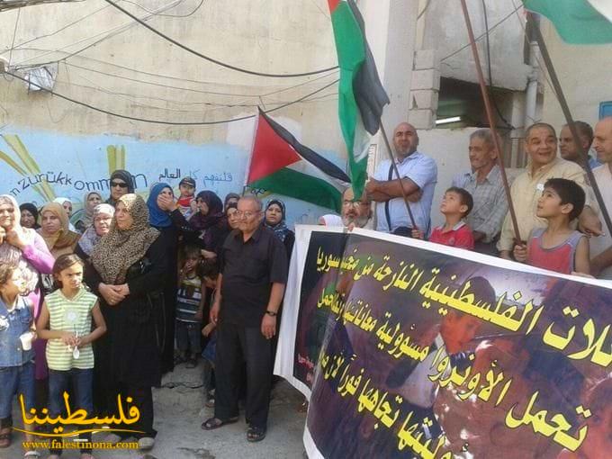 اعتصام مطلبي للنازحين الفلسطينيين من مخيمات سوريا في مخيم البداوي