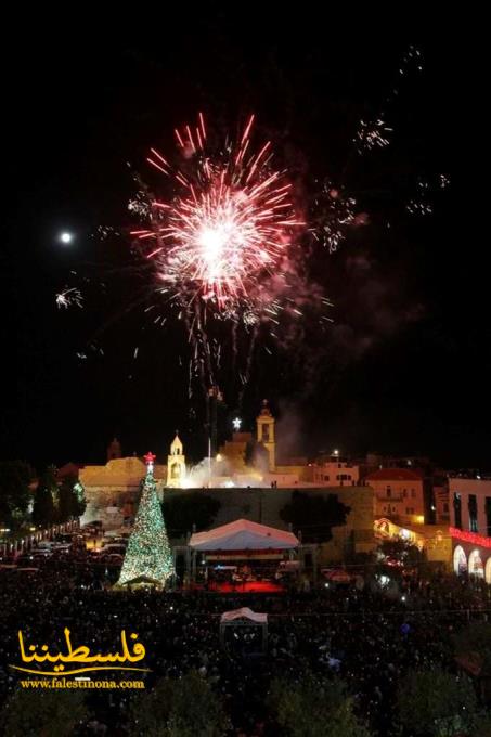 بيت لحم - الاحتفال بأضاءة شجرة الميلاد في ساحة المهد.